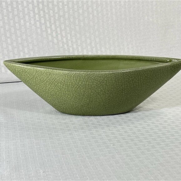 Vintage Green Crackle Glass Ceramic Planter 13.5 x 5 x 4 signed WCL - Picture 13 of 13